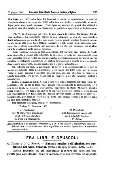 Giornale della Società italiana d'igiene