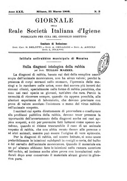 Giornale della Società italiana d'igiene