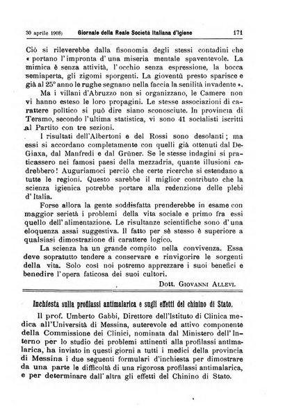 Giornale della Società italiana d'igiene