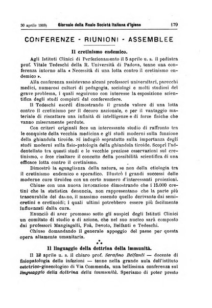 Giornale della Società italiana d'igiene