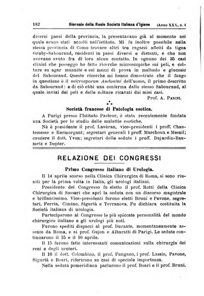 Giornale della Società italiana d'igiene