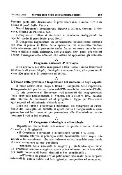 Giornale della Società italiana d'igiene