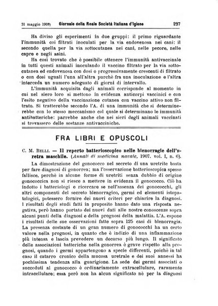 Giornale della Società italiana d'igiene