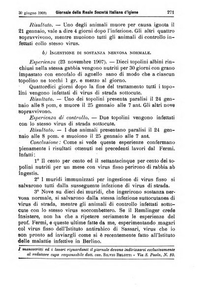 Giornale della Società italiana d'igiene