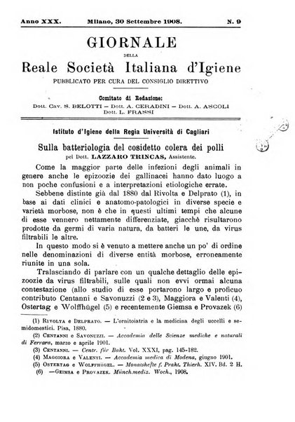 Giornale della Società italiana d'igiene