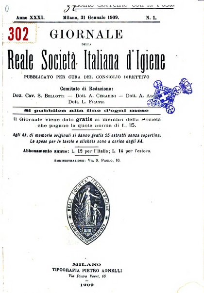 Giornale della Società italiana d'igiene