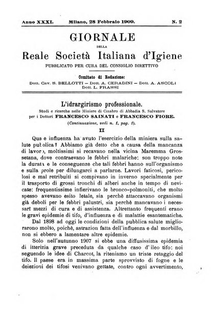 Giornale della Società italiana d'igiene