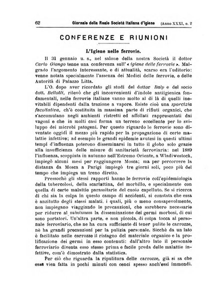 Giornale della Società italiana d'igiene