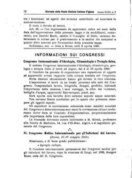 Giornale della Società italiana d'igiene