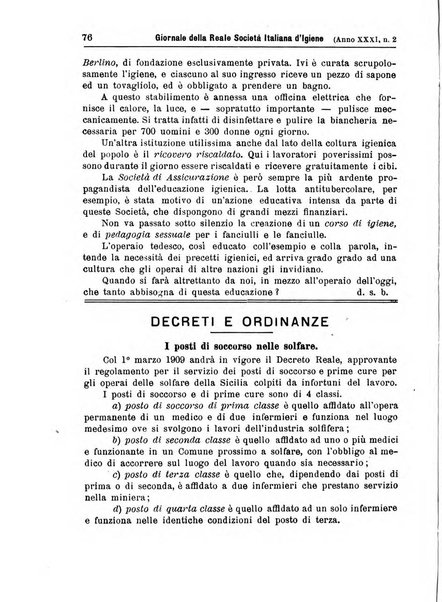 Giornale della Società italiana d'igiene