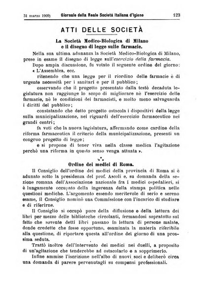 Giornale della Società italiana d'igiene