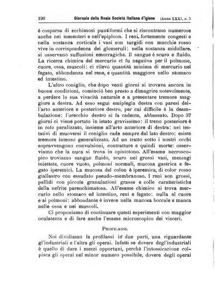 Giornale della Società italiana d'igiene