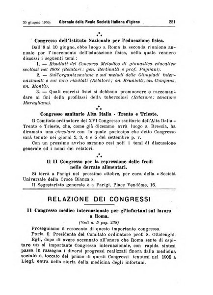 Giornale della Società italiana d'igiene