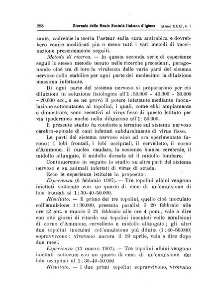 Giornale della Società italiana d'igiene