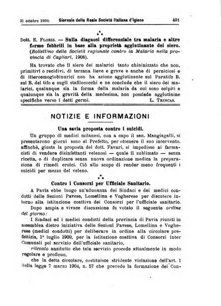 Giornale della Società italiana d'igiene