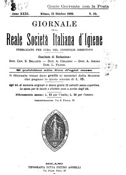 Giornale della Società italiana d'igiene