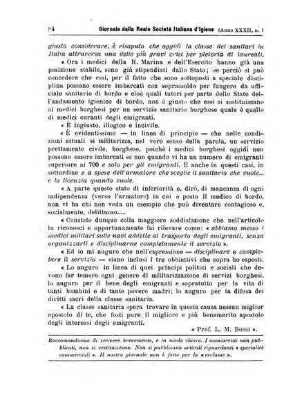 Giornale della Società italiana d'igiene