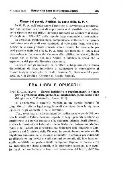 Giornale della Società italiana d'igiene