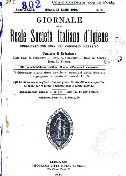 Giornale della Società italiana d'igiene