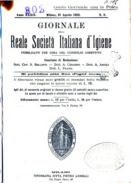 Giornale della Società italiana d'igiene