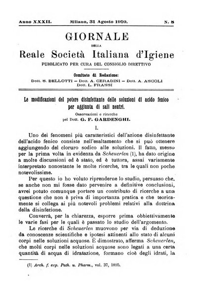 Giornale della Società italiana d'igiene