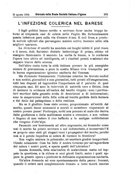 Giornale della Società italiana d'igiene