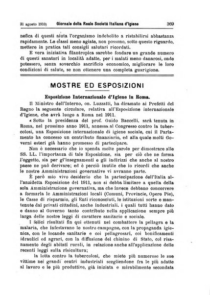 Giornale della Società italiana d'igiene