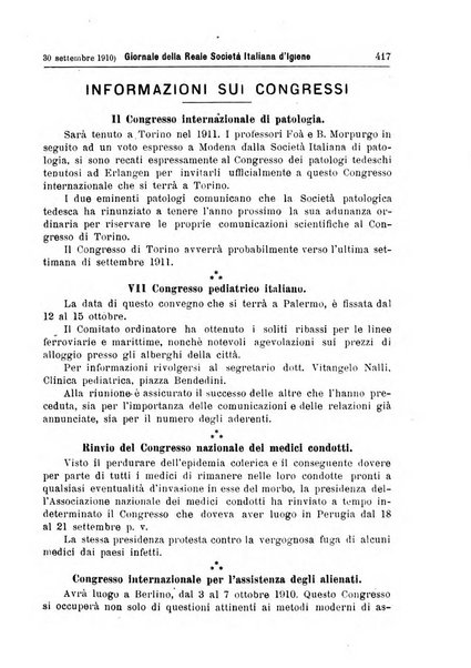 Giornale della Società italiana d'igiene