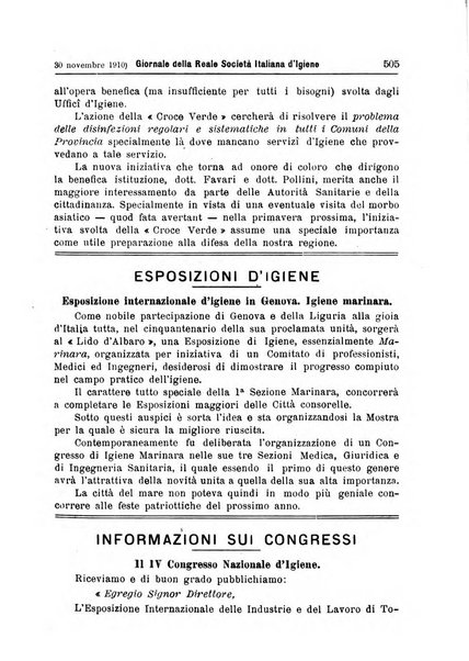 Giornale della Società italiana d'igiene