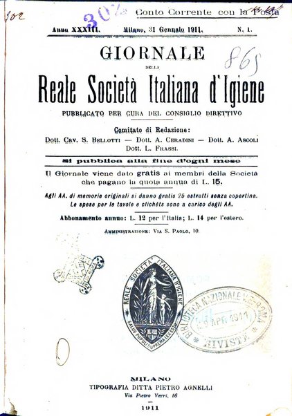 Giornale della Società italiana d'igiene