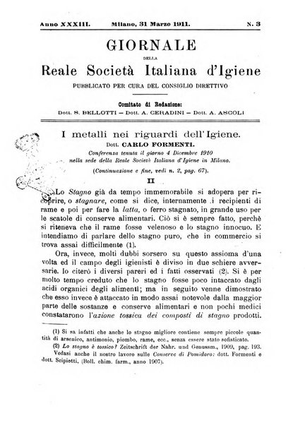 Giornale della Società italiana d'igiene