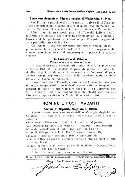 Giornale della Società italiana d'igiene