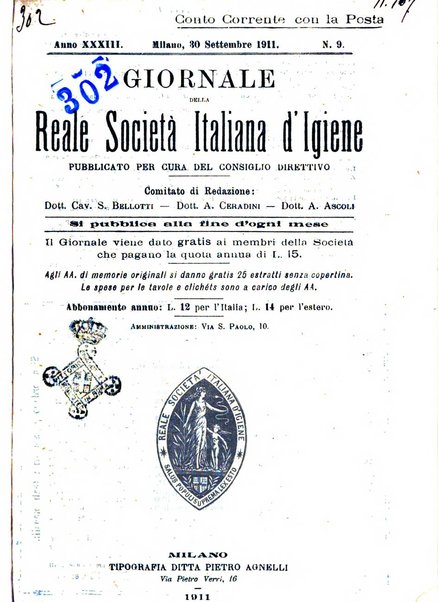 Giornale della Società italiana d'igiene