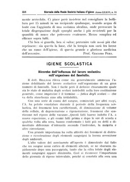 Giornale della Società italiana d'igiene