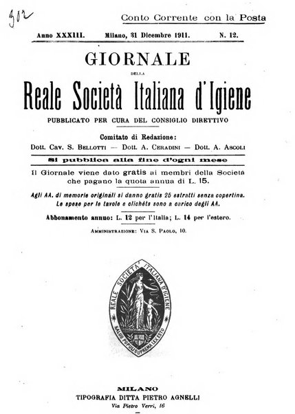 Giornale della Società italiana d'igiene