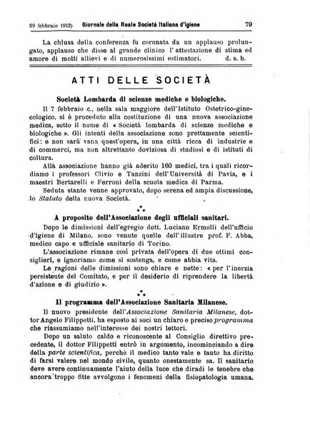 Giornale della Società italiana d'igiene