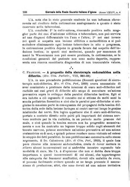 Giornale della Società italiana d'igiene