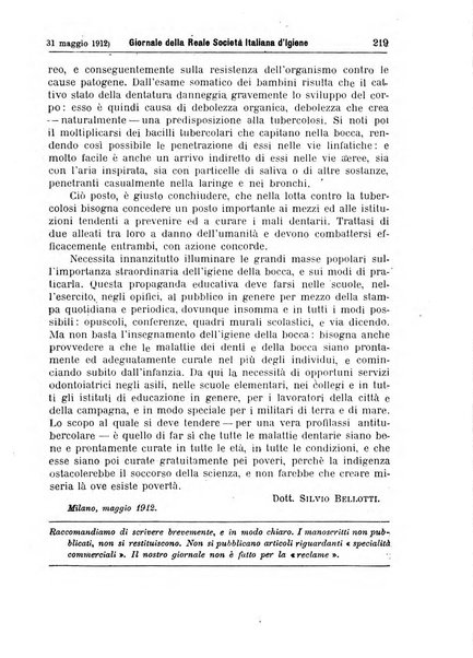 Giornale della Società italiana d'igiene