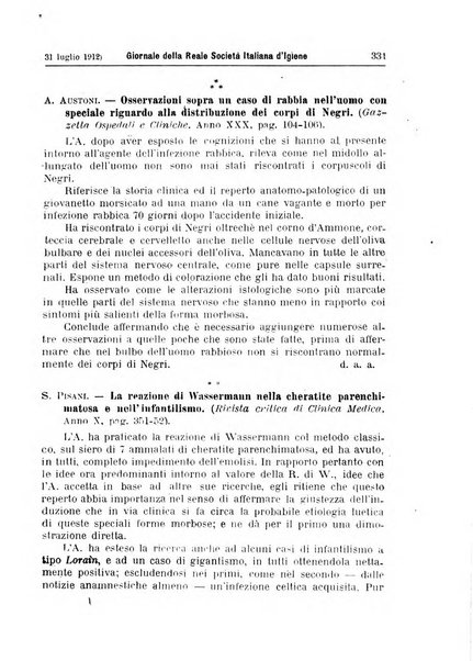 Giornale della Società italiana d'igiene