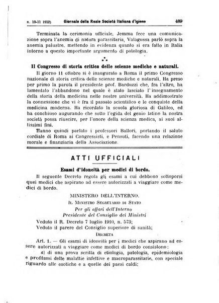 Giornale della Società italiana d'igiene