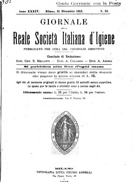 Giornale della Società italiana d'igiene