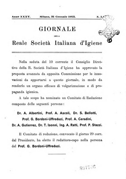 Giornale della Società italiana d'igiene