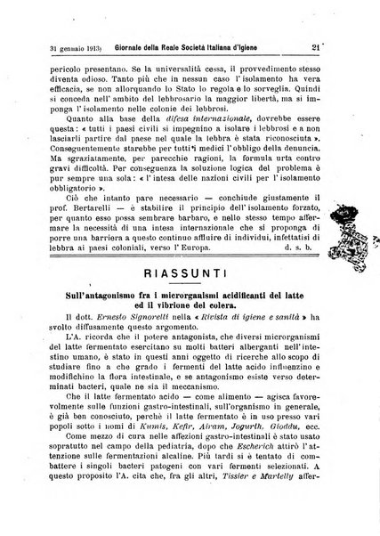 Giornale della Società italiana d'igiene