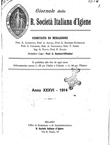 Giornale della Società italiana d'igiene