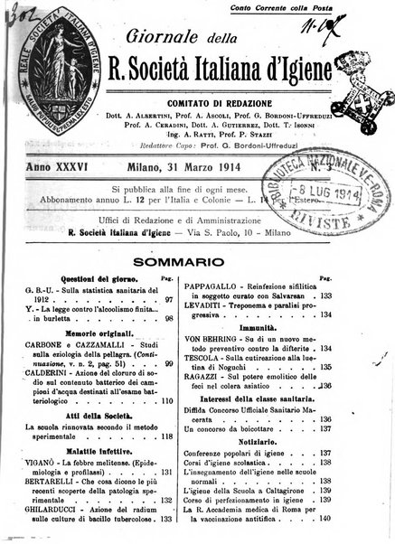 Giornale della Società italiana d'igiene