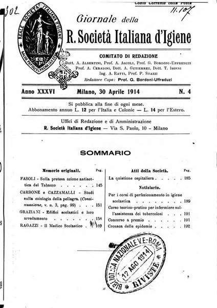 Giornale della Società italiana d'igiene