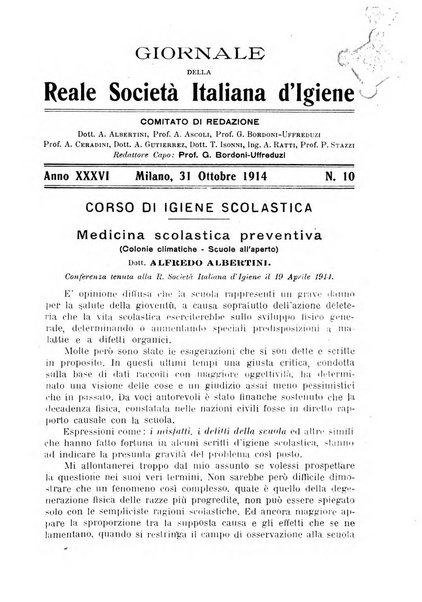 Giornale della Società italiana d'igiene