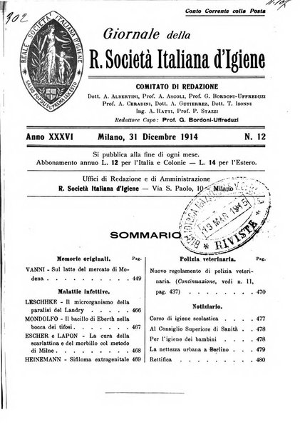 Giornale della Società italiana d'igiene