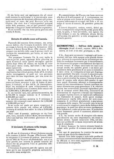 Supplemento al policlinico periodico di medicina, chirurgia ed igiene