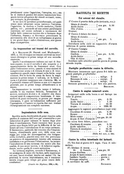 Supplemento al policlinico periodico di medicina, chirurgia ed igiene